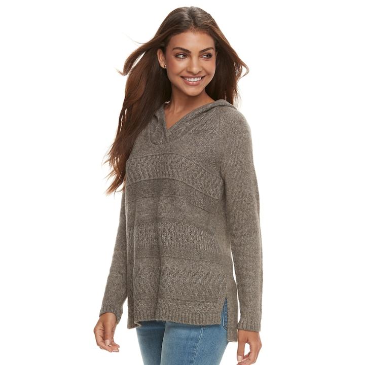 Petite Sonoma Goods For Life&trade; Supersoft Hooded Sweater, Women's, Size: M Petite, Med Brown