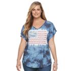 Plus Size World Unity Tie-dye Flag Tee, Women's, Size: 3xl, Blue Other