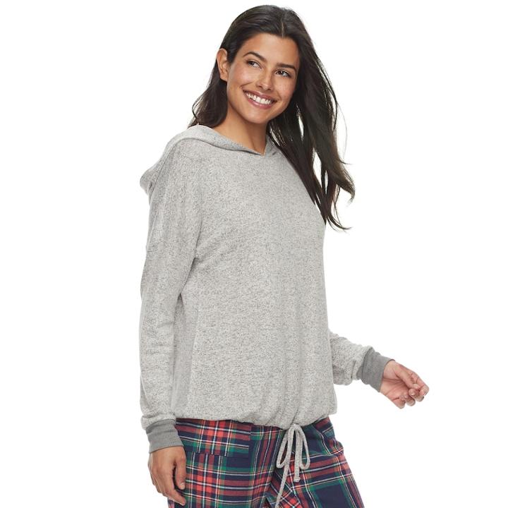 Women's Sonoma Goods For Life&trade; Snit Banded Hoodie, Size: Xxl, Light Grey