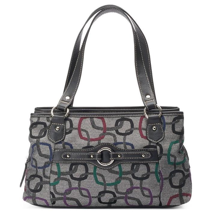 Rosetti Jacquard Geometric Satchel, Women's, Grey (charcoal)