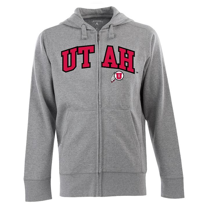 Men's Utah Utes Signature Zip Front Fleece Hoodie, Size: Xl, Grey