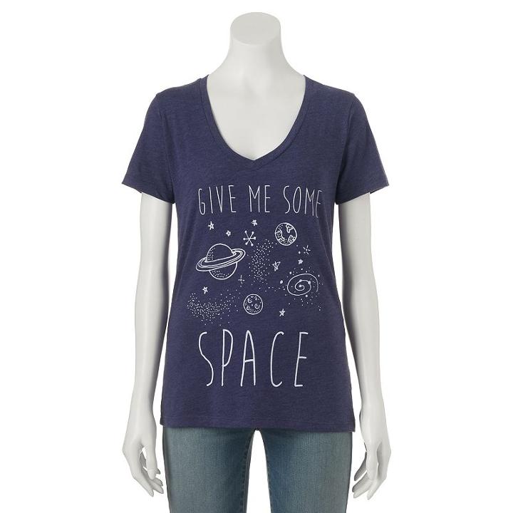 Juniors' Give Me Some Space Graphic Tee, Girl's, Size: Xs, Green Oth