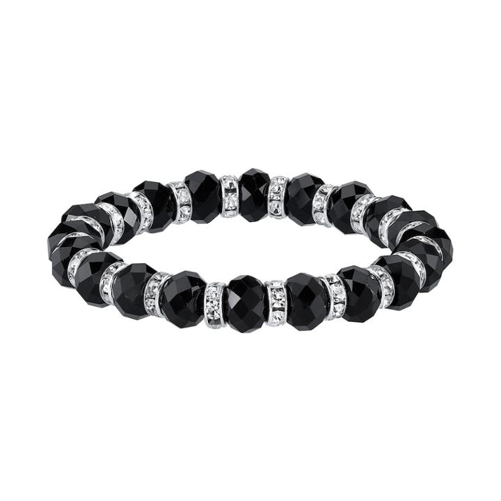 1928 Black Bead & Rondelle Station Stretch Bracelet, Women's, Size: 7, Multicolor