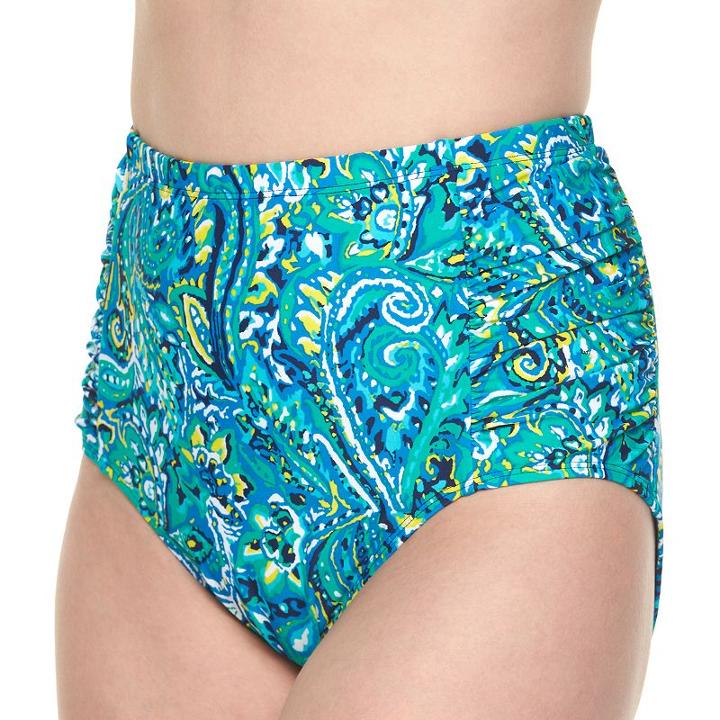 Plus Size Chaps Paisley High-waisted Brief Bottoms, Women's, Size: 22 W, Blue