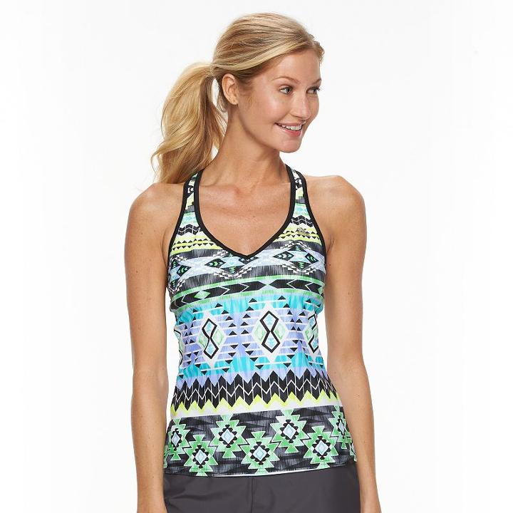 Women's Zeroxposur Tribal Racerback Tankini Top, Size: 8, Yellow Oth