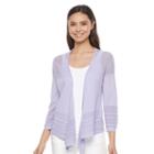 Women's Dana Buchman Pointelle Flyaway Cardigan, Size: Large, Med Purple