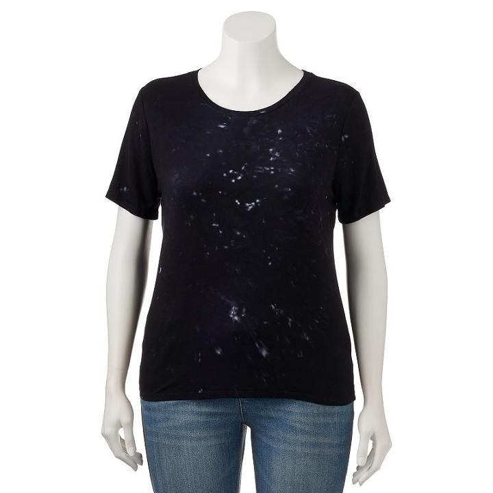 Juniors' Plus Size Mudd&reg; Washed Crewneck Tee, Teens, Size: 1xl, Black