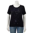 Juniors' Plus Size Mudd&reg; Washed Crewneck Tee, Teens, Size: 1xl, Black