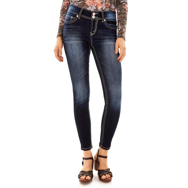 Juniors' Wallflower Curvy Bling Ankle Jeans, Teens, Size: 5, White