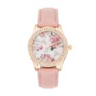 Women's Crystal Flower Watch, Size: Large, Pink