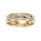 14k Gold Beveled Engraved Inlay Wedding Band, Adult Unisex, Size: 8.50, Yellow