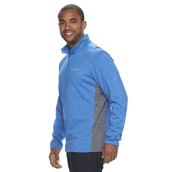 Men's Columbia Dunsire Point Classic-fit Colorblock Fleece Quarter-zip Pullover, Size: Small, Brt Blue