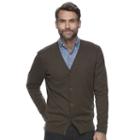 Men's Croft & Barrow&reg; Classic-fit True Comfort Easy-care Cardigan Sweater, Size: Large, Dark Brown