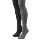 Women's Apt. 9&reg; 2-pk. Solid Tights, Size: Medium, Grey (charcoal)