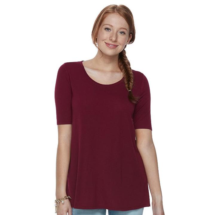 Juniors' So&reg; Solid Elbow Sleeve Tunic, Teens, Size: Medium, Dark Pink