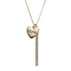 Crystal Collection Crystal 14k Gold-plated Mom Heart Charm & Stick Pendant Necklace, Women's, Yellow