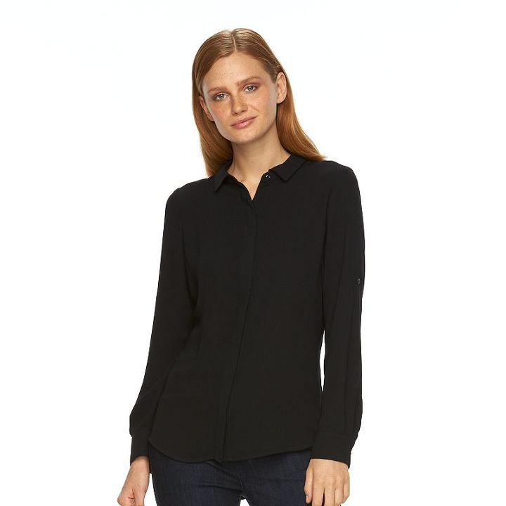 Women's Apt. 9&reg; Crepe Blouse, Size: Large, Black