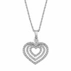 Sterling Silver 1/2 Carat T.w. Diamond Heart Halo Pendant Necklace, Women's, Size: 18, White