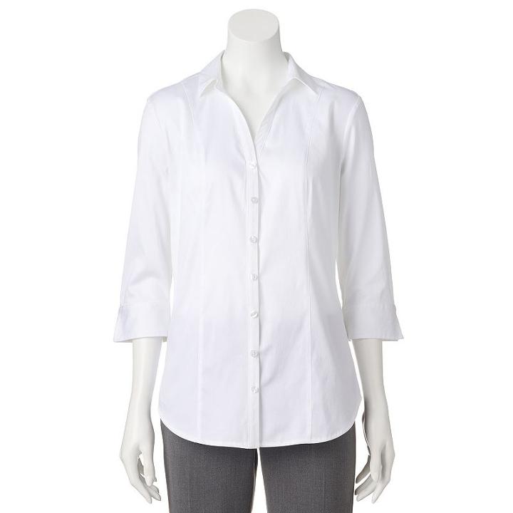 Women's Dana Buchman Sateen Shirt, Size: Large, White