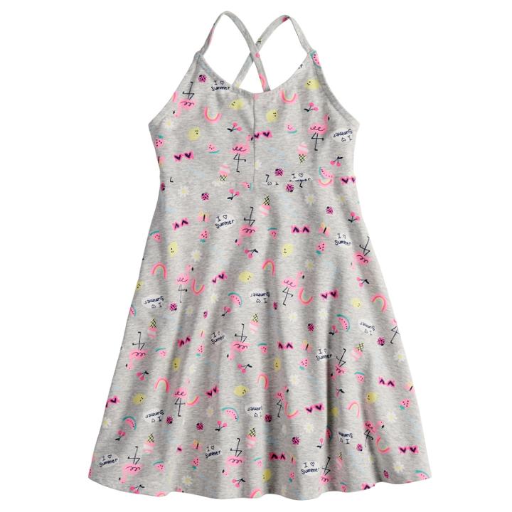 Girls 4-10 Jumping Beans&reg; Criss-cross Smocked Dress, Size: 8, Light Grey