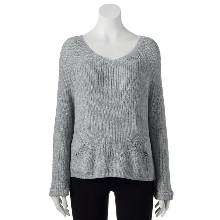 Women's Jennifer Lopez Lurex Sweater, Size: Xl, White Oth