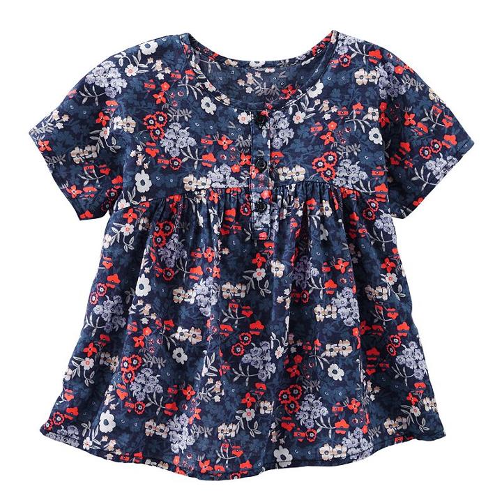 Girls 4-8 Oshkosh B'gosh&reg; Flowy Floral Short Sleeve Fashion Top, Girl's, Size: 5, Blue (navy)