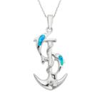 Lab-created Blue Opal & Cubic Zirconia Sterling Silver Dolphin & Anchor Pendant Necklace, Women's, Size: 18