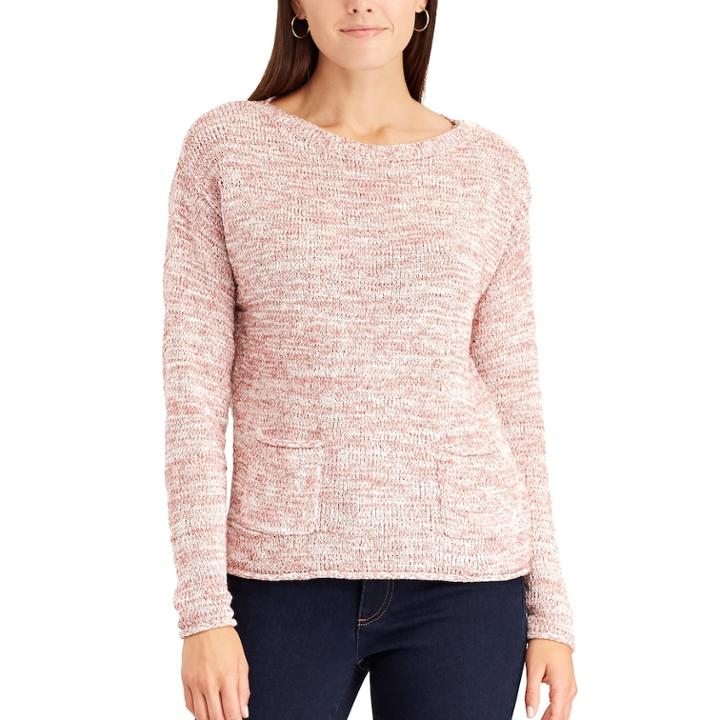Women's Chaps Marled Boatneck Sweater, Size: Xl, Pink