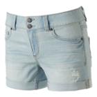 Juniors' Mudd&reg; Flx Stretch 2-button Denim Midi Shorts, Girl's, Size: 7, Light Blue