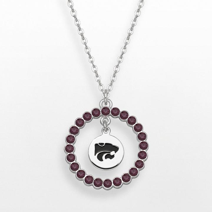 Logoart Kansas State Wildcats Silver Tone Crystal Logo Charm Circle Pendant, Women's, Size: 18, Purple