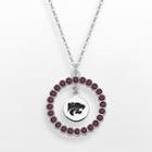 Logoart Kansas State Wildcats Silver Tone Crystal Logo Charm Circle Pendant, Women's, Size: 18, Purple