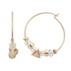 Lc Lauren Conrad Nickel Free Beaded Hoop Earrings, Women's, Gold