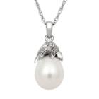 Sterling Silver Freshwater Cultured Pearl And Diamond Accent Pendant, Women's, White