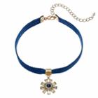 Blue Ribbon Art Deco Starburst Choker Necklace, Women's