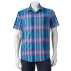 Sonoma Goods For Life, Men's &trade; Flexwear Modern-fit Plaid Stretch Button-down Shirt, Size: Xxl, Blue (navy)