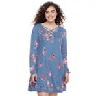 Juniors' Plus Size Mudd&reg; Sueded Strappy Neck Dress, Teens, Size: 3xl, Med Blue