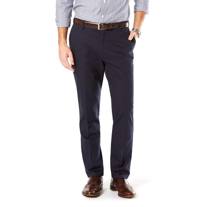 Men's Dockers&reg; Stretch Signature Khaki Athletic-fit Flat-front Pants, Size: 36x32, Blue (navy)