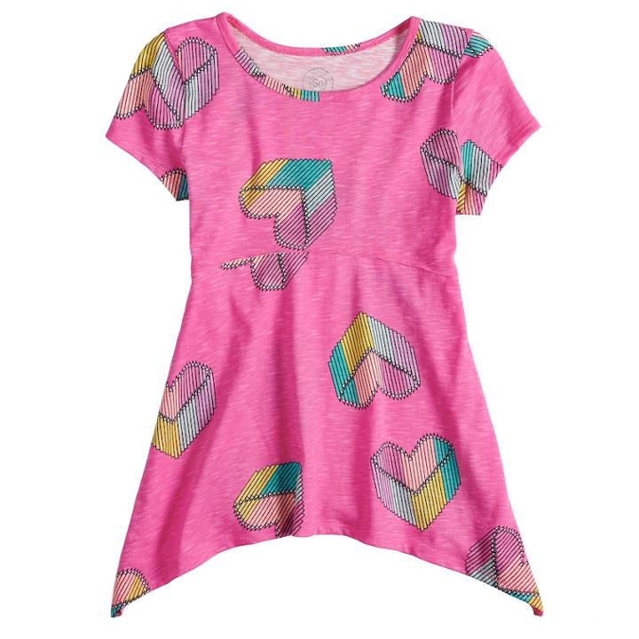 Girls 7-16 So&reg; Shark-bite Hem Tee, Size: 16, Light Pink