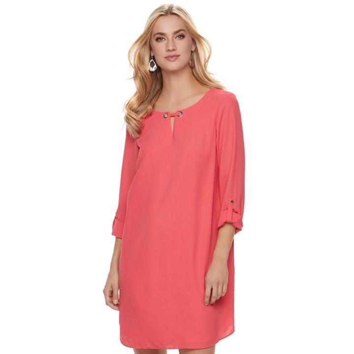 Women's Apt. 9&reg; Grommet Keyhole Shift Dress, Size: Large, Med Pink