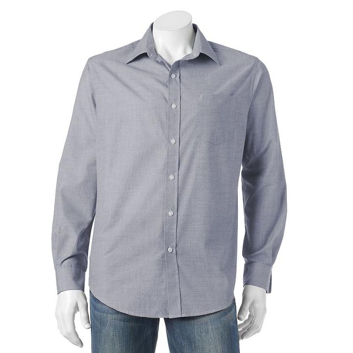 Men's Croft & Barrow&reg; Classic-fit Solid Easy-care Button-down Shirt, Size: Medium, Dark Blue