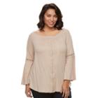 Plus Size French Laundry Smocked-neck Top, Women's, Size: 2xl, Med Beige
