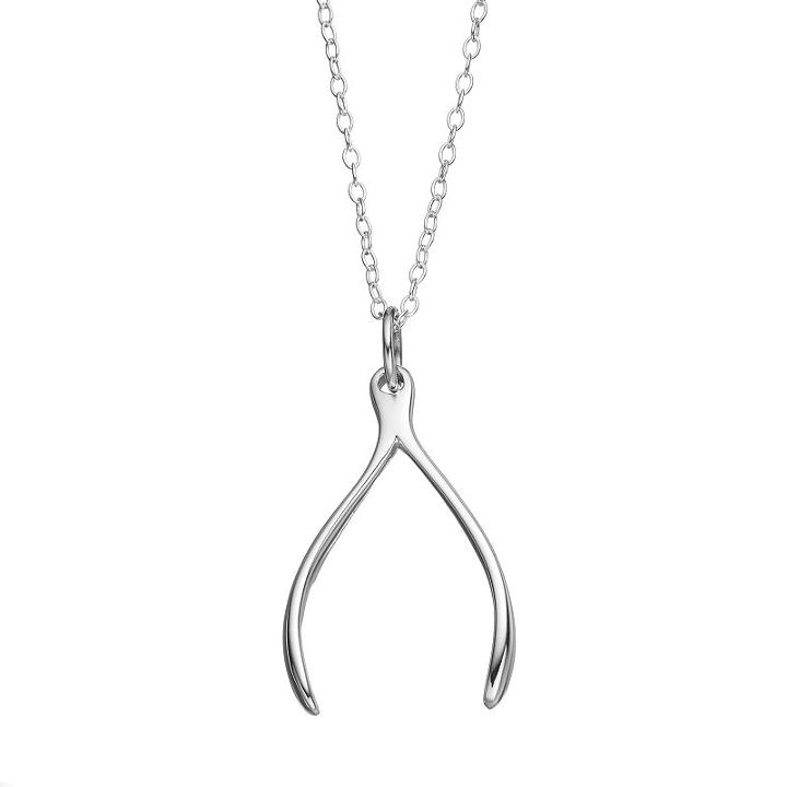 Journee Collection Sterling Silver Wishbone Pendant Necklace, Women's, Size: 18, Multicolor