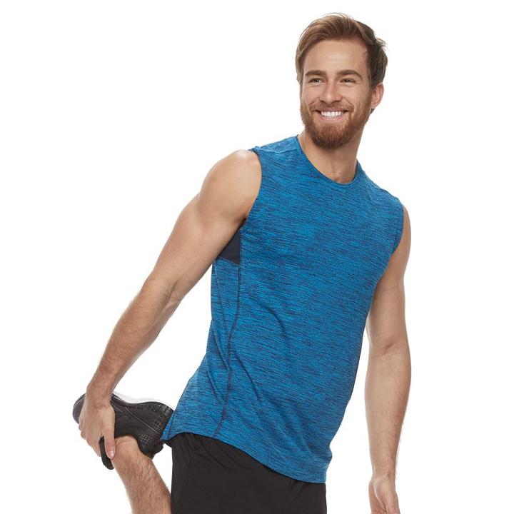 Men's Tek Gear&reg; Space-dyed Muscle Tee, Size: Large, Blue (navy)