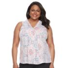 Plus Size Dana Buchman Pleated V-neck Tank, Women's, Size: 3xl, White
