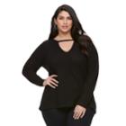 Plus Size Rock & Republic&reg; Thermal Cut Out Top, Women's, Size: 1xl, Black