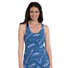 Women's Dolfin Striped Racerback Tankini Top, Size: Xl, Kaleidoscope Blue