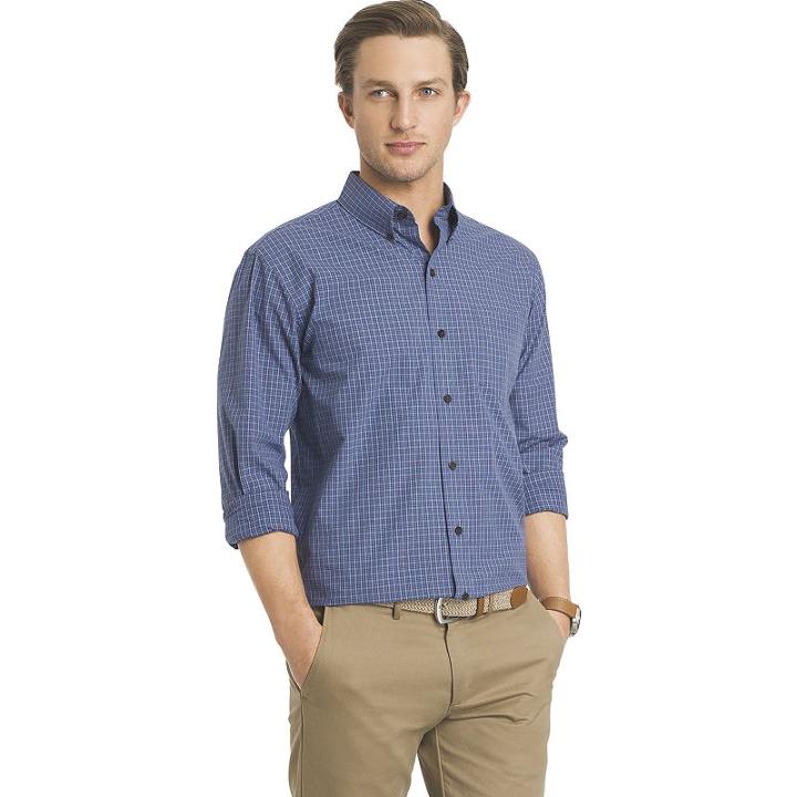 Men's Arrow Classic-fit Plaid Button-down Shirt, Size: Xl, Blue Other