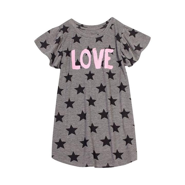 Girls 7-16 & Plus Size Harper & Elliott Ruffle Sleeve Graphic Tee, Size: Small, Grey (charcoal)