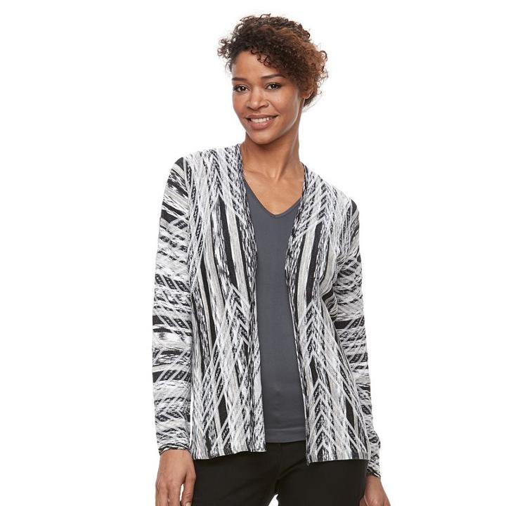 Women's Dana Buchman Textured Drop-shoulder Cardigan, Size: Medium, Grey Other