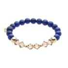 Tfs Jewelry 14k Gold Over Silver Blue Jade Bead & Crystal Stretch Bracelet, Women's, Size: 7